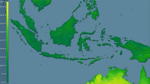 Mean Annual Temperature Variation Indonesia Area Stereographic Projection Legend Raw — Stock Photo, Image