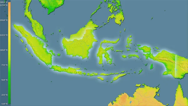 Średnia Dzienna Zmienność Temperatury Obszarze Indonezji Projekcji Stereograficznej Legendą Surowa — Zdjęcie stockowe