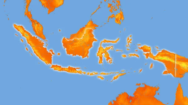 Obszar Indonezji Rocznej Mapie Temperatury Projekcji Stereograficznej Surowa Kompozycja Warstw — Zdjęcie stockowe