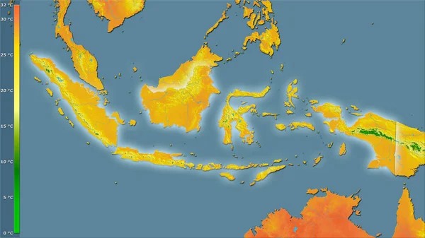 Temperatura Média Trimestre Mais Quente Dentro Área Indonésia Projeção Estereográfica — Fotografia de Stock
