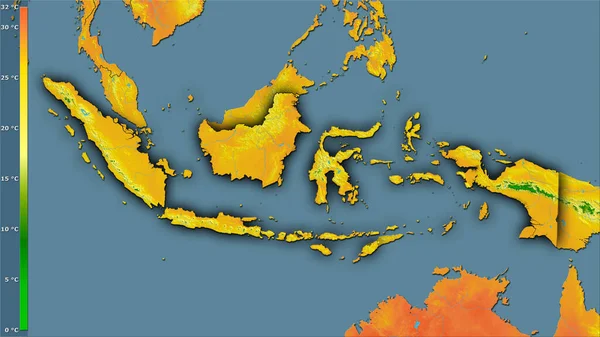 Середня Температура Найтеплішого Кварталу Індонезійській Зоні Стереографічній Проекції Легендою Сира — стокове фото