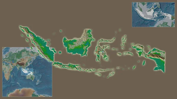 Close Indonésia Sua Localização Região Centro Mapa Mundial Grande Escala — Fotografia de Stock