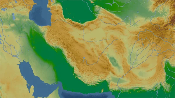 Iran Perspective Rapprochée Pays Pas Grandes Lignes Carte Physique Couleur — Photo