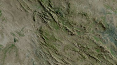 Kermanşah, İran vilayeti. Uydu görüntüleri. Ülke alanına göre şekillendirilmiş. 3B görüntüleme