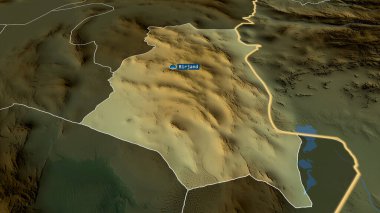 Güney Horasan - İran 'ın başkenti yakınlaştırıldı ve vurgulandı. Ana fiziksel manzara özellikleri. 3B görüntüleme