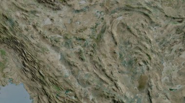 Yazd, İran Eyaleti. Uydu görüntüleri. Ülke alanına göre şekillendirilmiş. 3B görüntüleme
