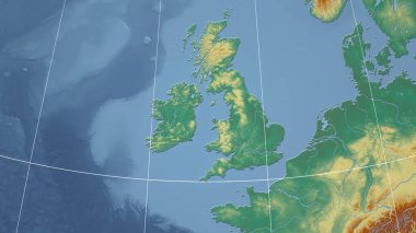 İrlanda. Mahalle - dış hatları olmayan uzak perspektif. topografik yardım haritası