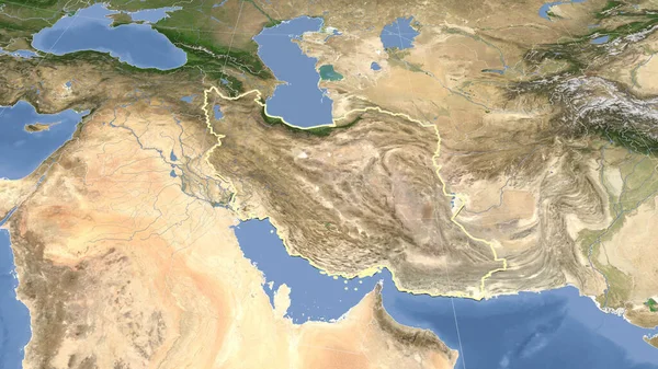 Iran Son Voisinage Perspective Oblique Distante Forme Esquissée Imagerie Satellite — Photo