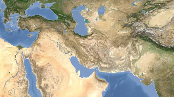 伊朗及其邻国 距离偏斜的视角 没有轮廓 卫星图像 — 图库照片