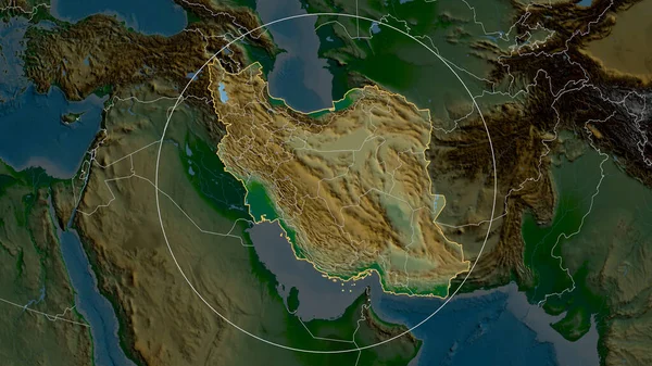 Írán Přiblížil Zakroužil Hlavní Prvky Fyzické Krajiny Vykreslování — Stock fotografie