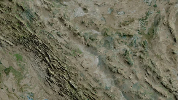 Исфахан Провинция Иран Спутниковые Снимки Форма Очерченная Против Территории Рендеринг — стоковое фото