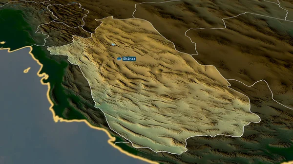 Fars Provincia Irán Zoomed Destacó Con Capital Características Principales Del — Foto de Stock