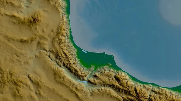 イランのギラン県 湖や川と色シェーダーデータ 形状は その国の領域に対して概説 3Dレンダリング — ストック写真
