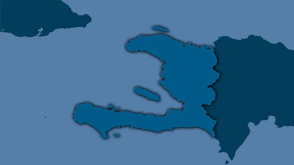 立体投影図上の固体地図上のハイチ領域 暗い輝線の輪郭を持つラスター層の生の組成 — ストック写真