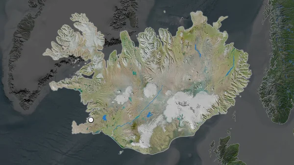 Zona Destacada Islandia Con Punto Capital Mapa Desaturado Barrio Imágenes — Foto de Stock