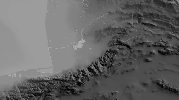 Golestan Provinz Des Iran Graustufige Karte Mit Seen Und Flüssen — Stockfoto
