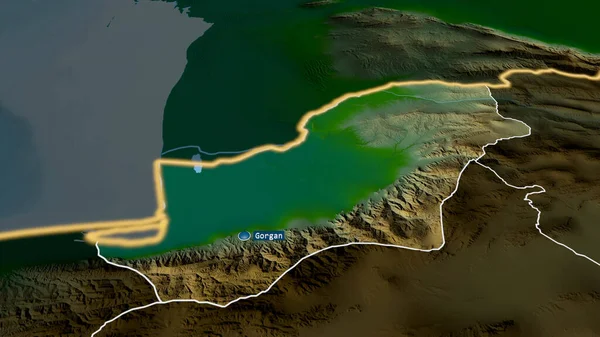 Golestan Provinz Des Iran Vergrößert Und Mit Kapital Hervorgehoben Die — Stockfoto