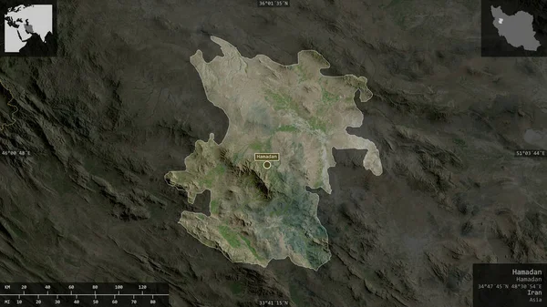 Hamadán Provincia Irán Imágenes Satélite Forma Presentada Contra Área País — Foto de Stock