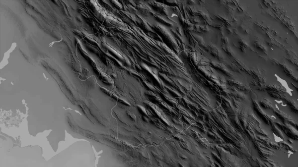 コギリェフとイランのアフマド購入者 湖や川とグレースケールの地図 形状は その国の領域に対して概説 3Dレンダリング — ストック写真