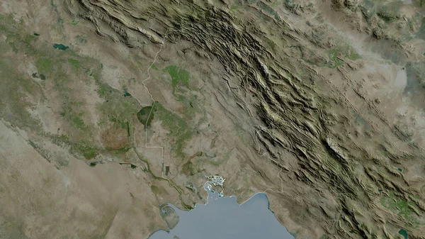 Khuzestan Provinsen Iran Satellitbilder Form Som Skisseras Mot Dess Landområde — Stockfoto