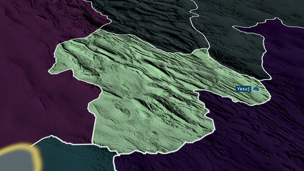 Kohgiluyeh Comprador Ahmad Provincia Irán Acercaron Destacaron Con Capital Mapa — Foto de Stock