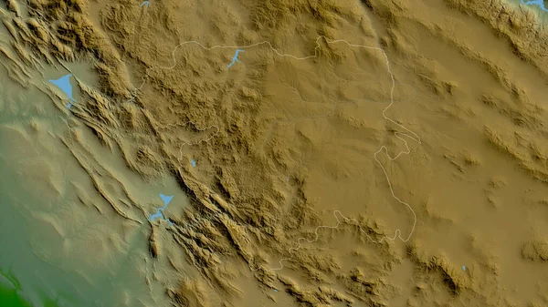 Kordestan Province Iran 湖泊和河流的彩色阴影数据 形状与它的国家相对应 3D渲染 — 图库照片