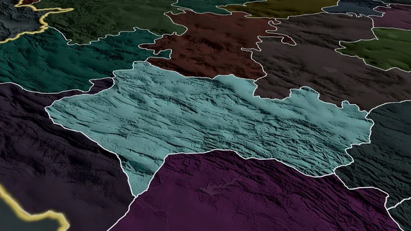 Lorestán Provincia Irán Acercó Destacó Mapa Coloreado Tocado División Administrativa — Foto de Stock