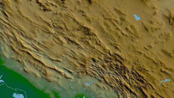 洛里斯坦 伊朗省 湖泊和河流的彩色阴影数据 形状与它的国家相对应 3D渲染 — 图库照片