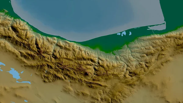 Mazandaran Provincie Iran Gekleurde Schaduwgegevens Met Meren Rivieren Vorm Geschetst — Stockfoto