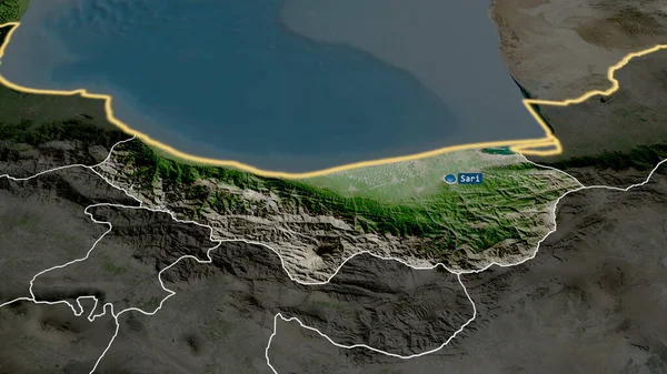 Mazandaran Province Iran Zoomé Mis Évidence Avec Capitale Imagerie Satellite — Photo