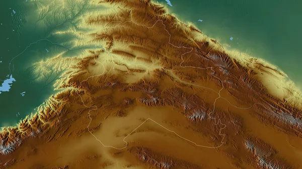 イランの北ホラサン州 湖や川と色の救済 形状は その国の領域に対して概説 3Dレンダリング — ストック写真