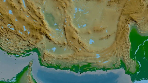 Sistan Baluchestan Provincie Iran Gekleurde Schaduwgegevens Met Meren Rivieren Vorm — Stockfoto