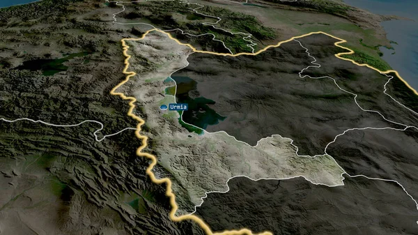 Västra Azarbaijan Provinsen Iran Zoomade Och Belystes Med Kapital Satellitbilder — Stockfoto