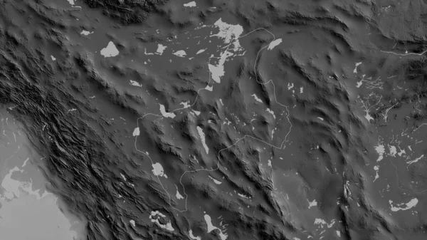 Yazd Provincia Irán Mapa Escala Grises Con Lagos Ríos Forma —  Fotos de Stock