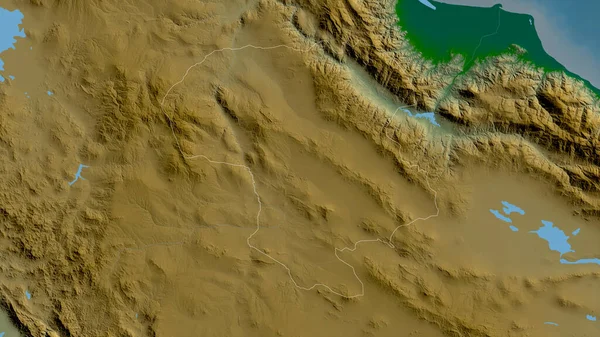 Zanjan Provincia Irán Datos Sombreado Colores Con Lagos Ríos Forma — Foto de Stock