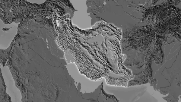 Iran Gebied Hoogteplattegrond Twee Niveaus Stereografische Projectie Rauwe Samenstelling Van — Stockfoto