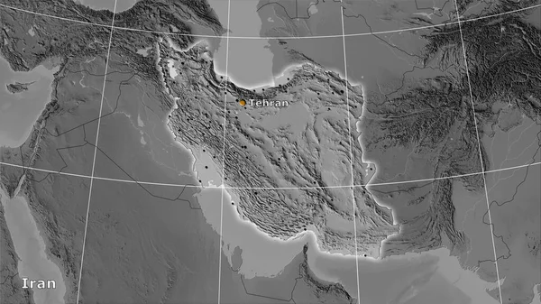 Área Irán Mapa Elevación Escala Grises Proyección Estereográfica Composición Principal — Foto de Stock