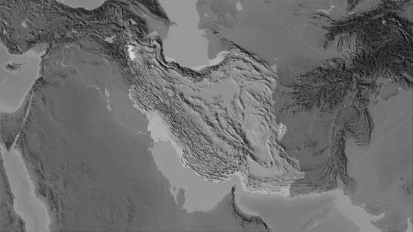 立体投影灰度高程地图上的伊朗地区 栅格层的原始成分 — 图库照片
