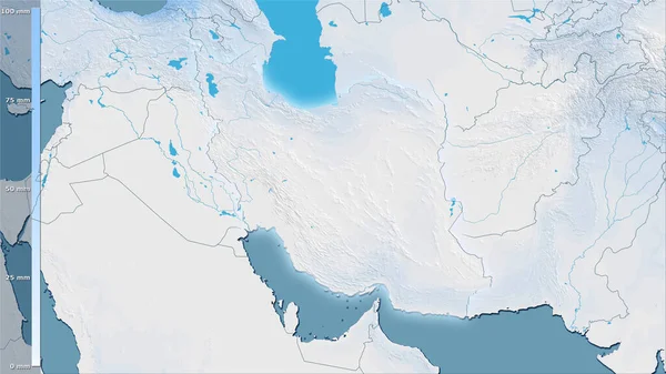 Précipitation Mois Sec Dans Zone Iran Dans Projection Stéréographique Avec — Photo