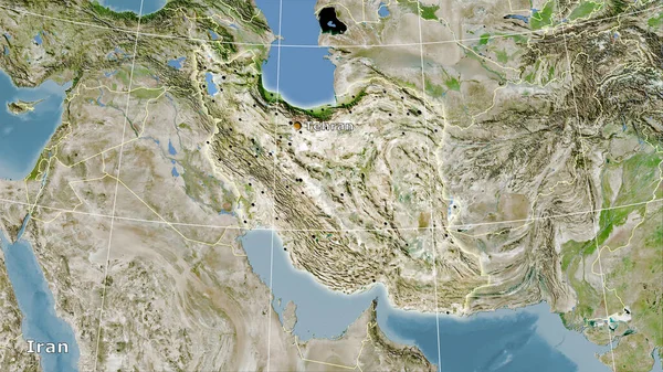 Área Irán Satélite Mapa Proyección Estereográfica Composición Principal — Foto de Stock