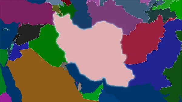 Περιοχή Του Ιράν Στον Χάρτη Διοικητικών Διαιρέσεων Στην Στερεογραφική Προβολή — Φωτογραφία Αρχείου