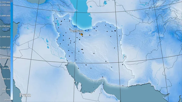 Precipitación Anual Dentro Del Área Irán Proyección Estereográfica Con Leyenda —  Fotos de Stock