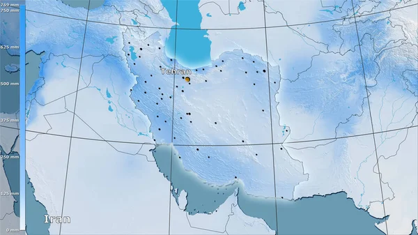 Precipitación Del Cuarto Más Frío Dentro Del Área Irán Proyección —  Fotos de Stock