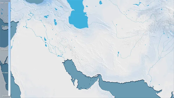 Précipitation Mois Sec Dans Zone Iran Dans Projection Stéréographique Avec — Photo