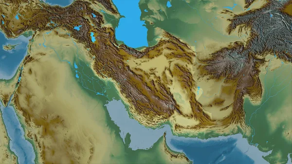 立体投影地形图上的伊朗地区 栅格层的原始成分 — 图库照片