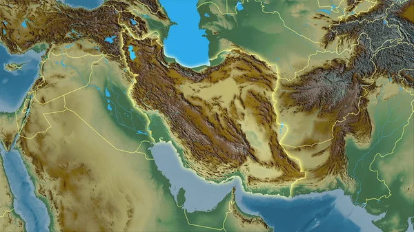 Area Iran Sulla Mappa Topografica Rilievo Nella Proiezione Stereografica Composizione — Foto Stock