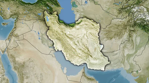 Iran Gebiet Auf Der Satelliten Karte Der Stereographischen Projektion Rohzusammensetzung — Stockfoto