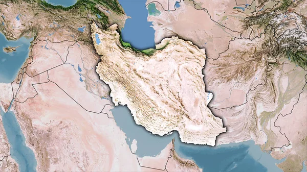 Iran Gebiet Auf Der Satelliten Karte Der Stereographischen Projektion Rohzusammensetzung — Stockfoto