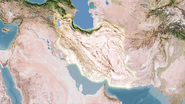 Área Iraniana Mapa Satélite Projeção Estereográfica Composição Bruta Camadas Raster — Fotografia de Stock