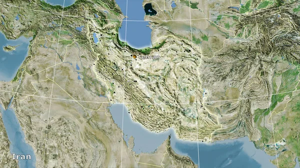 Zone Iran Sur Carte Satellite Dans Projection Stéréographique Composition Principale — Photo